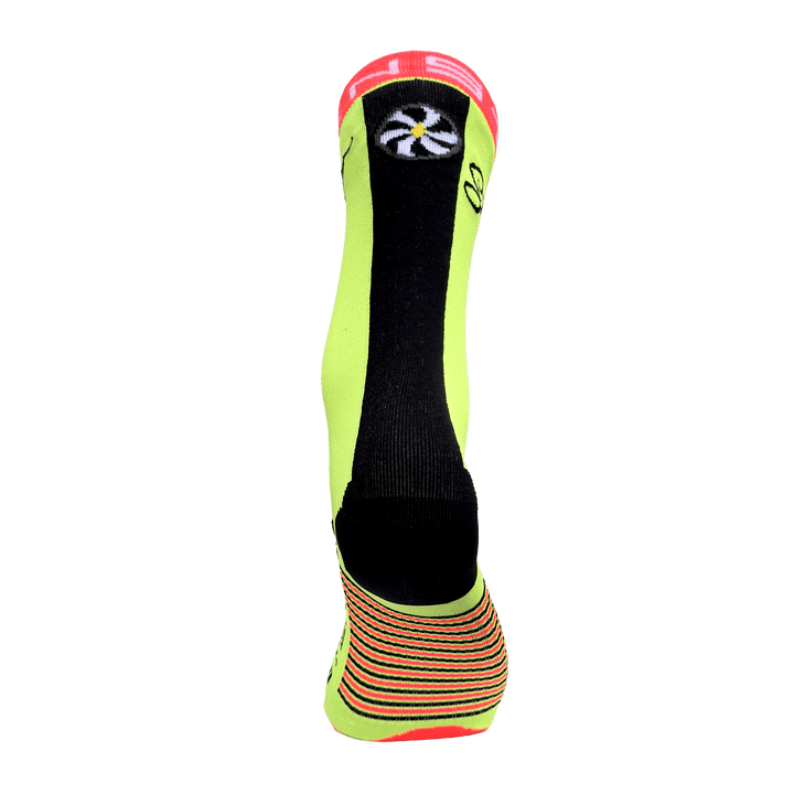 Steigen Running Socks Three-Quarter Length in Fluro Yellow, back view