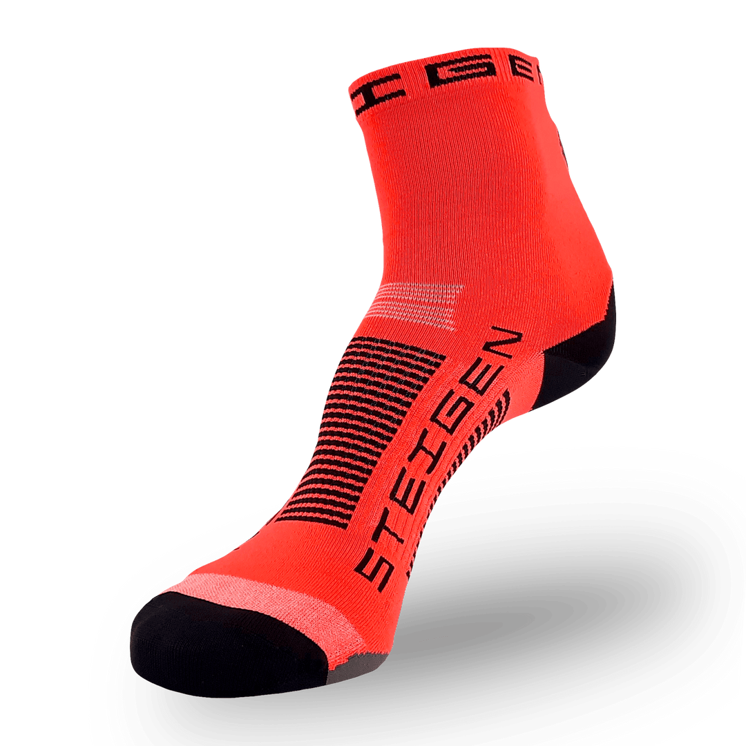 Steigen Running Socks Half Length in Fluro Red, side view