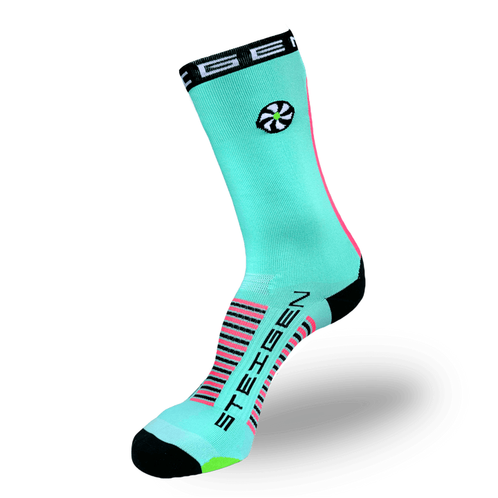 Steigen Running Socks Three-Quarter Length in Licorice Allsorts, side view