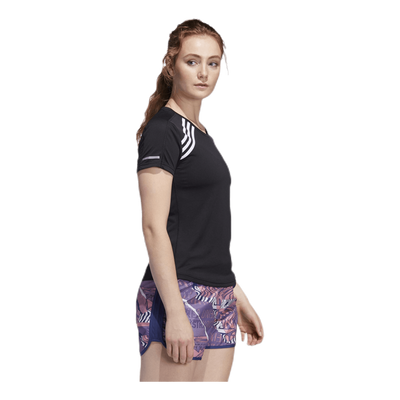 Adidas Run 3 Stripes Tee Women Black