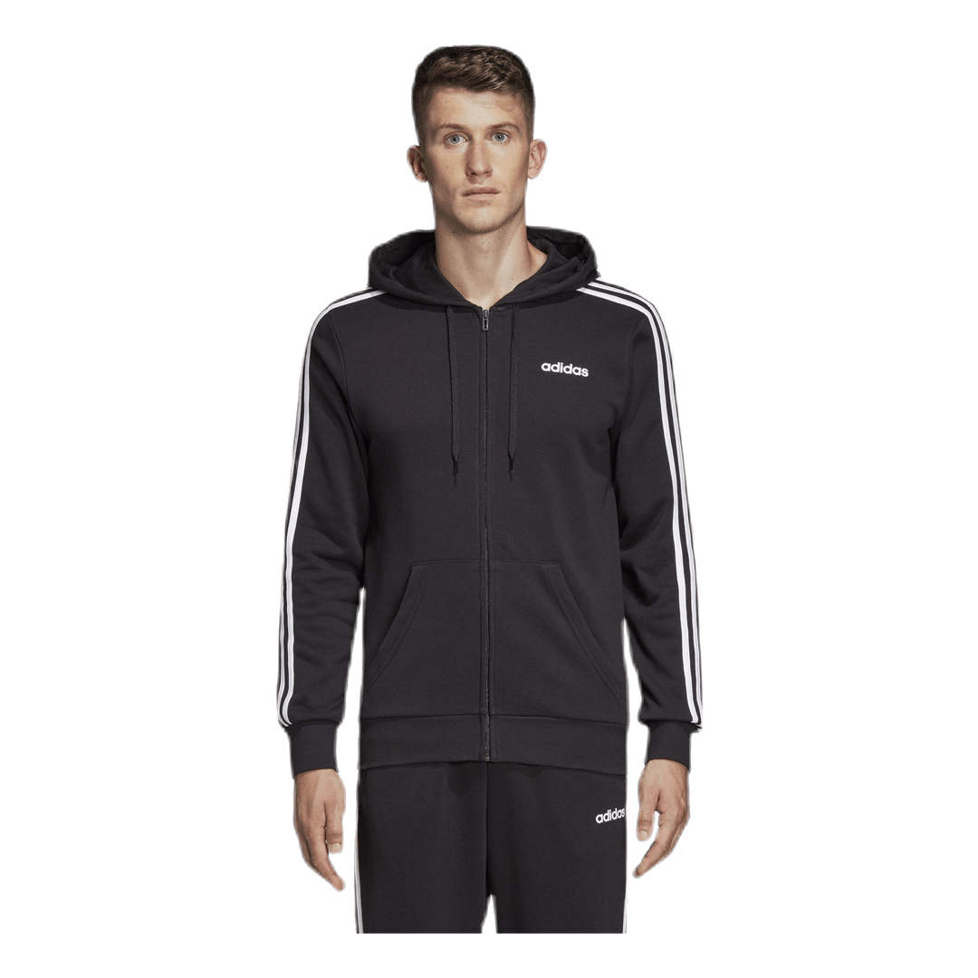Essentials 3 Stripes Fullzip French Terry Black / White