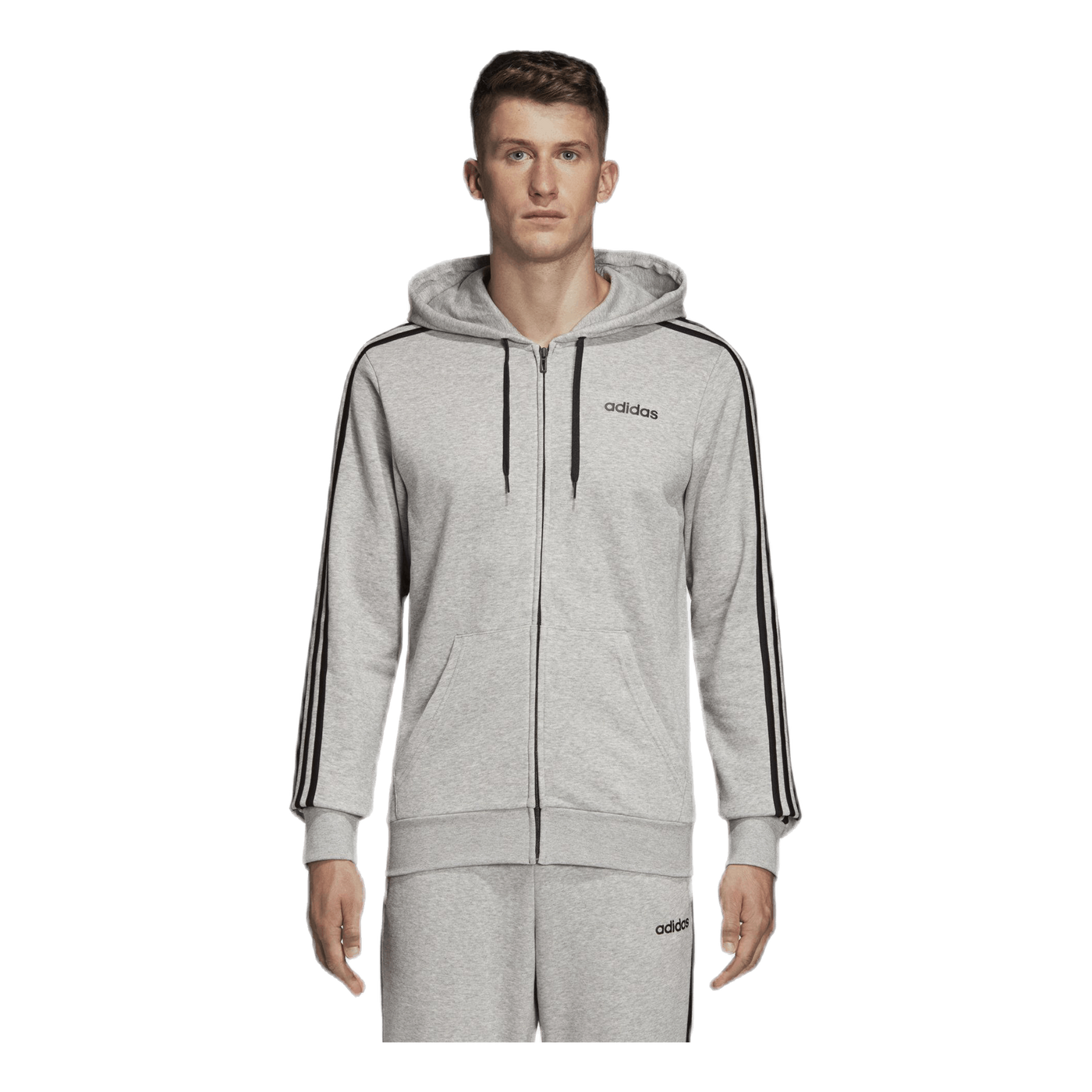Essentials 3 Stripes Fullzip French Terry Medium Grey Heather / Black