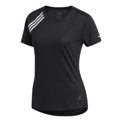 Adidas Run 3 Stripes Tee Women Black