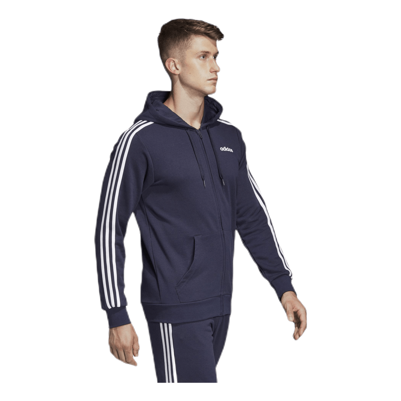 Essentials 3 Stripes Fullzip French Terry Legend Ink / White