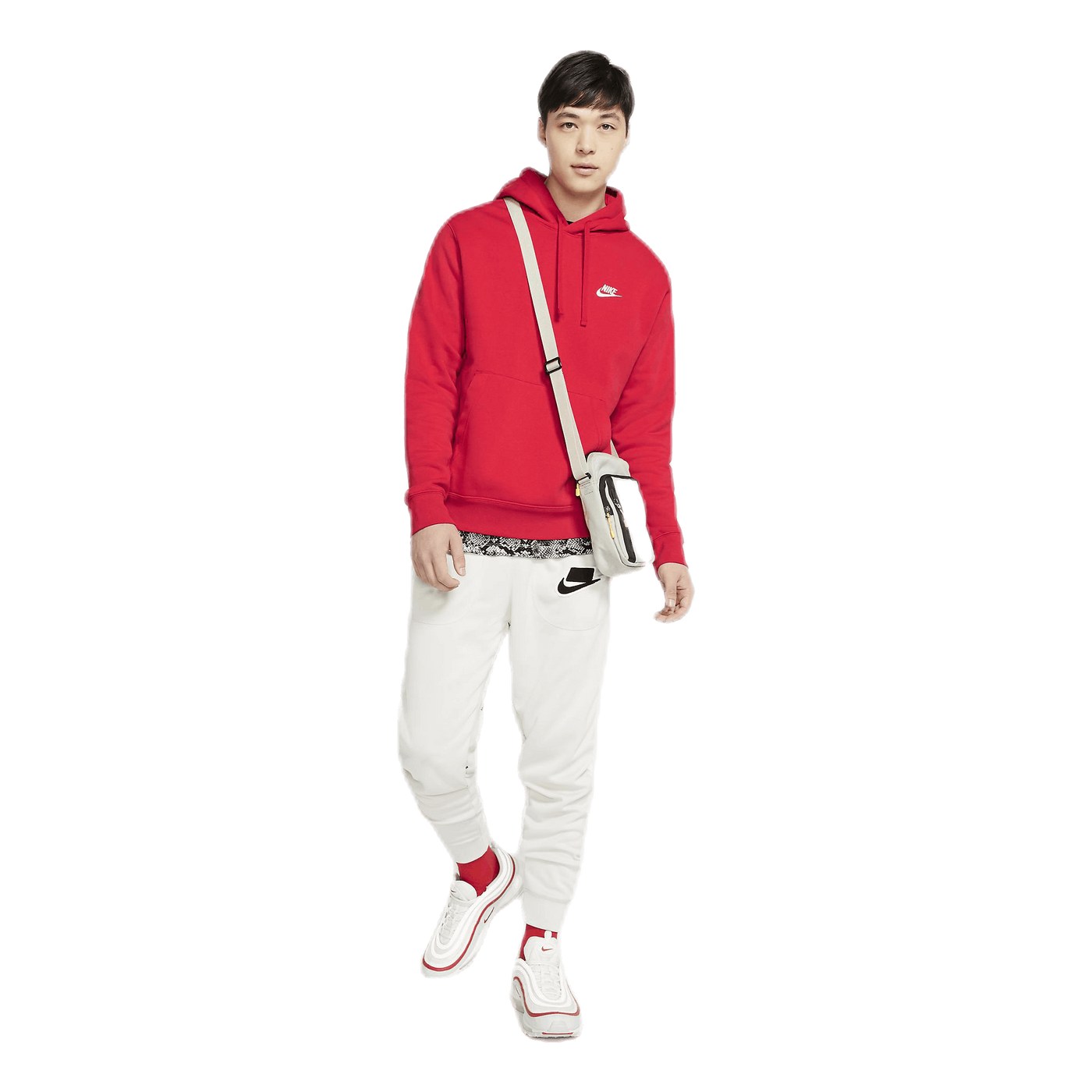 Sportswear Club Fleece Pullover Hoodie UNIVERSITY RED/UNIVERSITY RED/WHITE