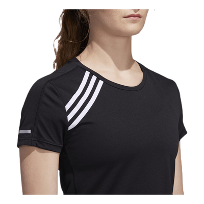 Adidas Run 3 Stripes Tee Women Black