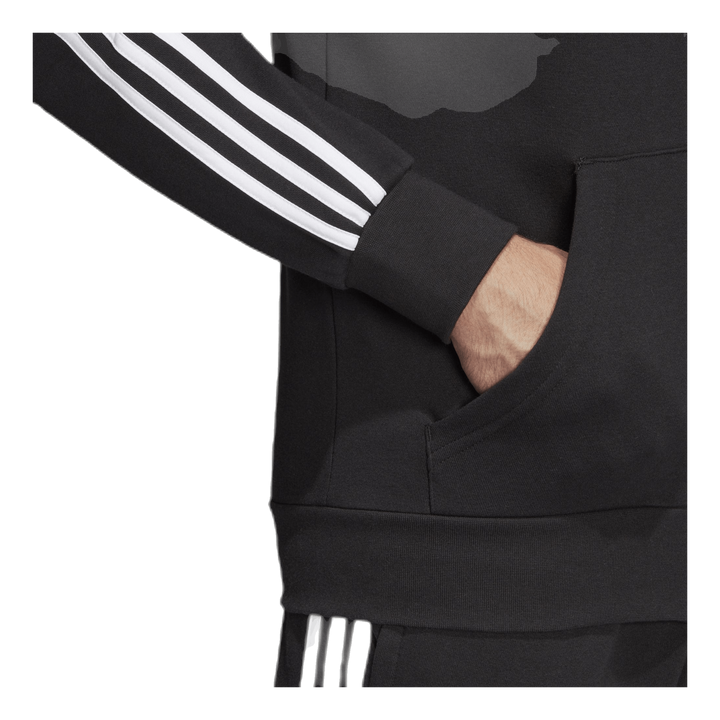 Essentials 3 Stripes Fullzip French Terry Black / White