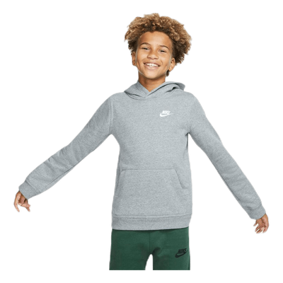 Sportswear Club Big Kids' Pullover Hoodie CARBON HEATHER/WHITE