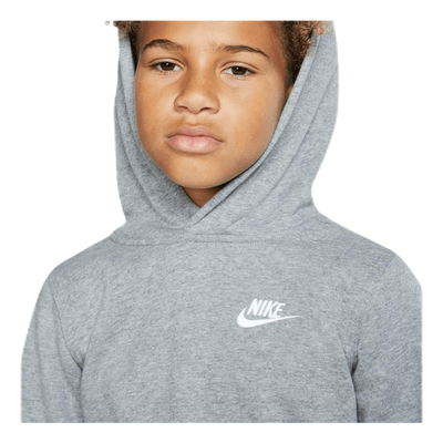 Sportswear Club Big Kids' Pullover Hoodie CARBON HEATHER/WHITE