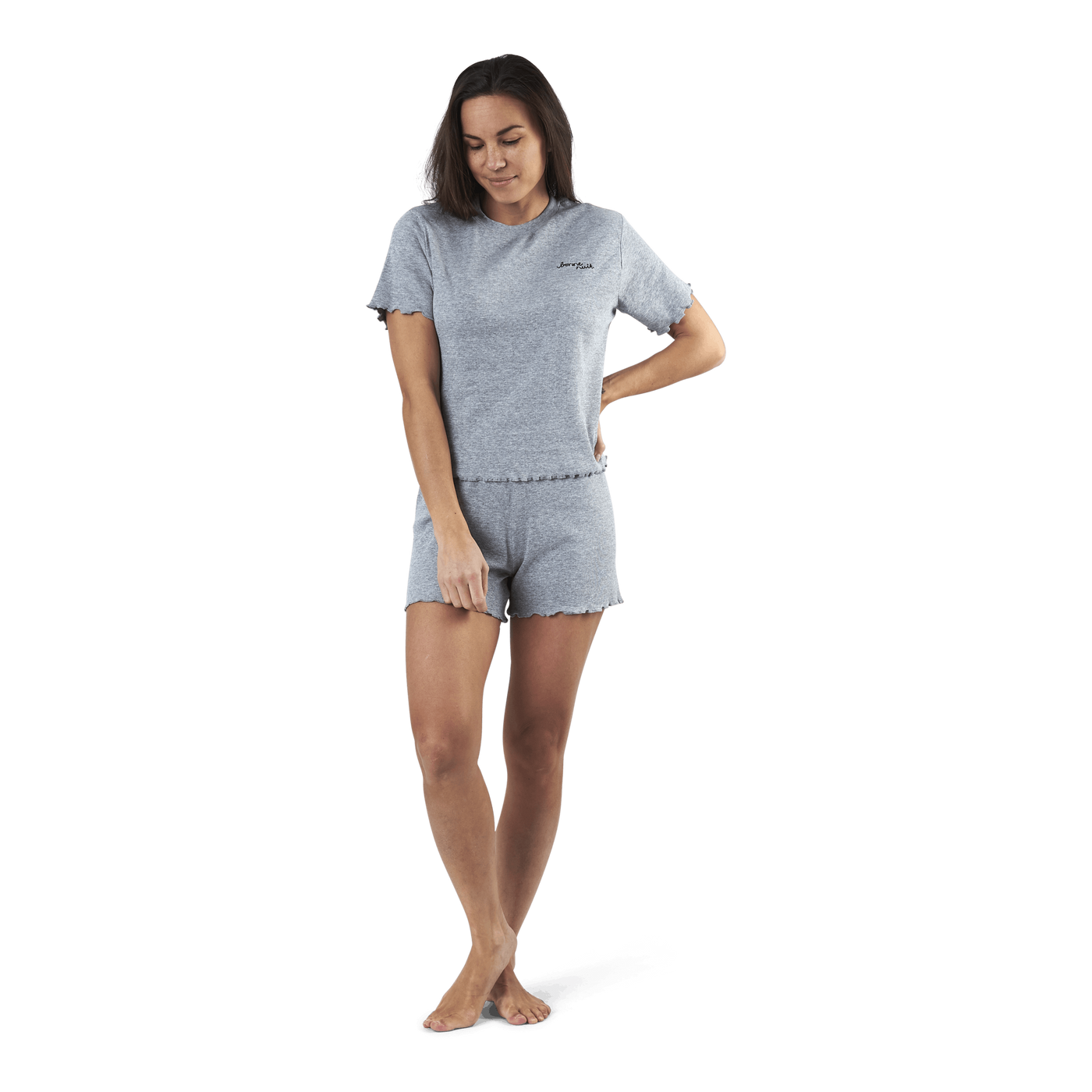 Sara Rib Pyjama Set Grey