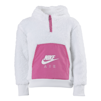 Air Sherpa Half Zip Hoodie Junior Pink/White