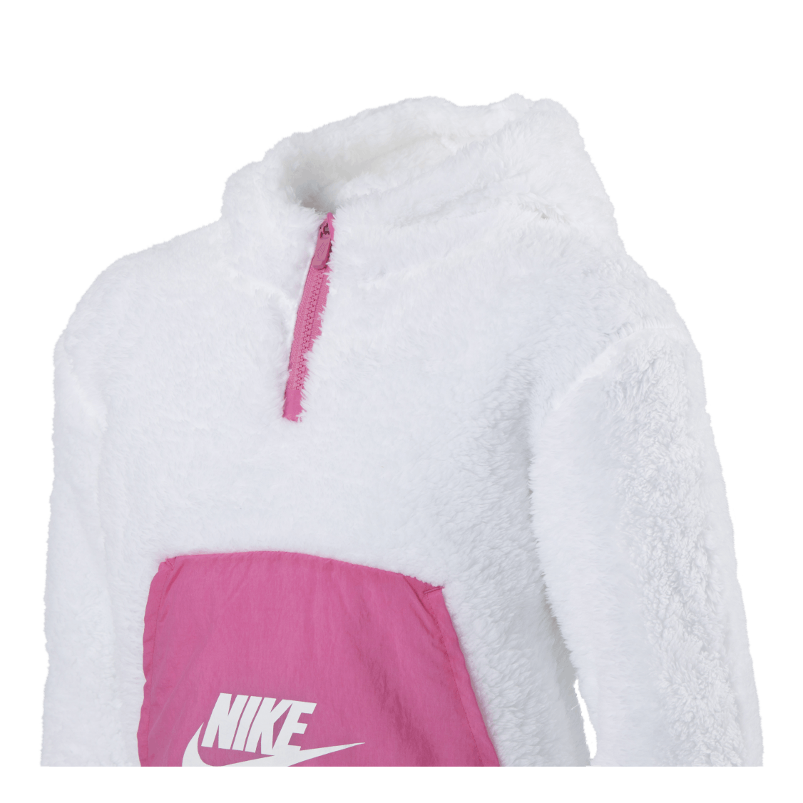 Air Sherpa Half Zip Hoodie Junior Pink/White