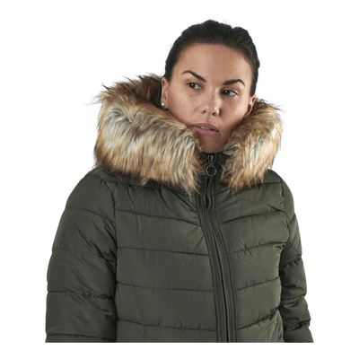 Newellan Quilted Fur Hood Jacket Otw Green