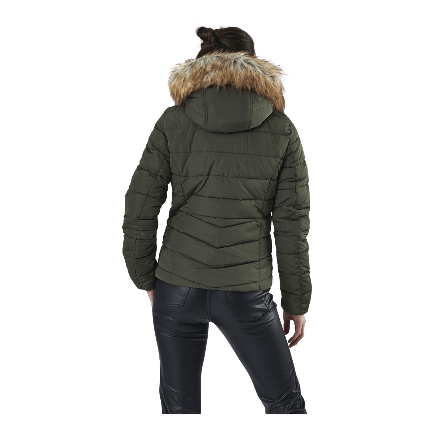 Newellan Quilted Fur Hood Jacket Otw Green