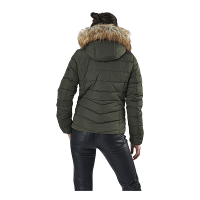Newellan Quilted Fur Hood Jacket Otw Green