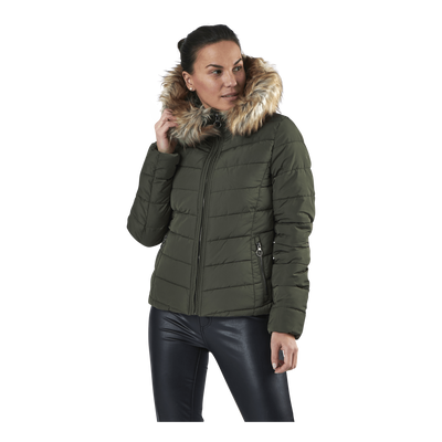Newellan Quilted Fur Hood Jacket Otw Green