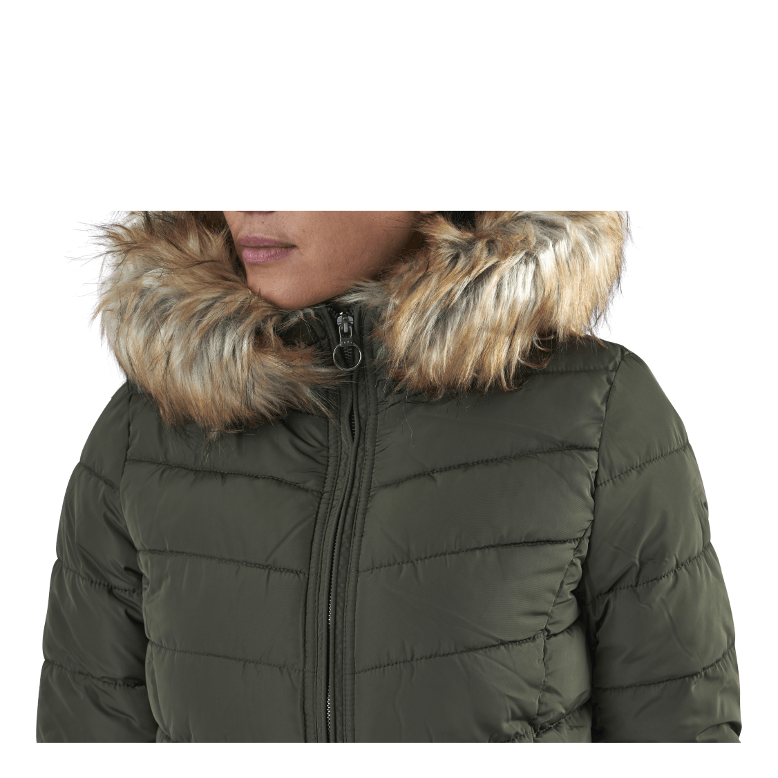 Newellan Quilted Fur Hood Jacket Otw Green