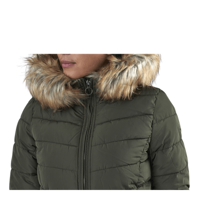 Newellan Quilted Fur Hood Jacket Otw Green