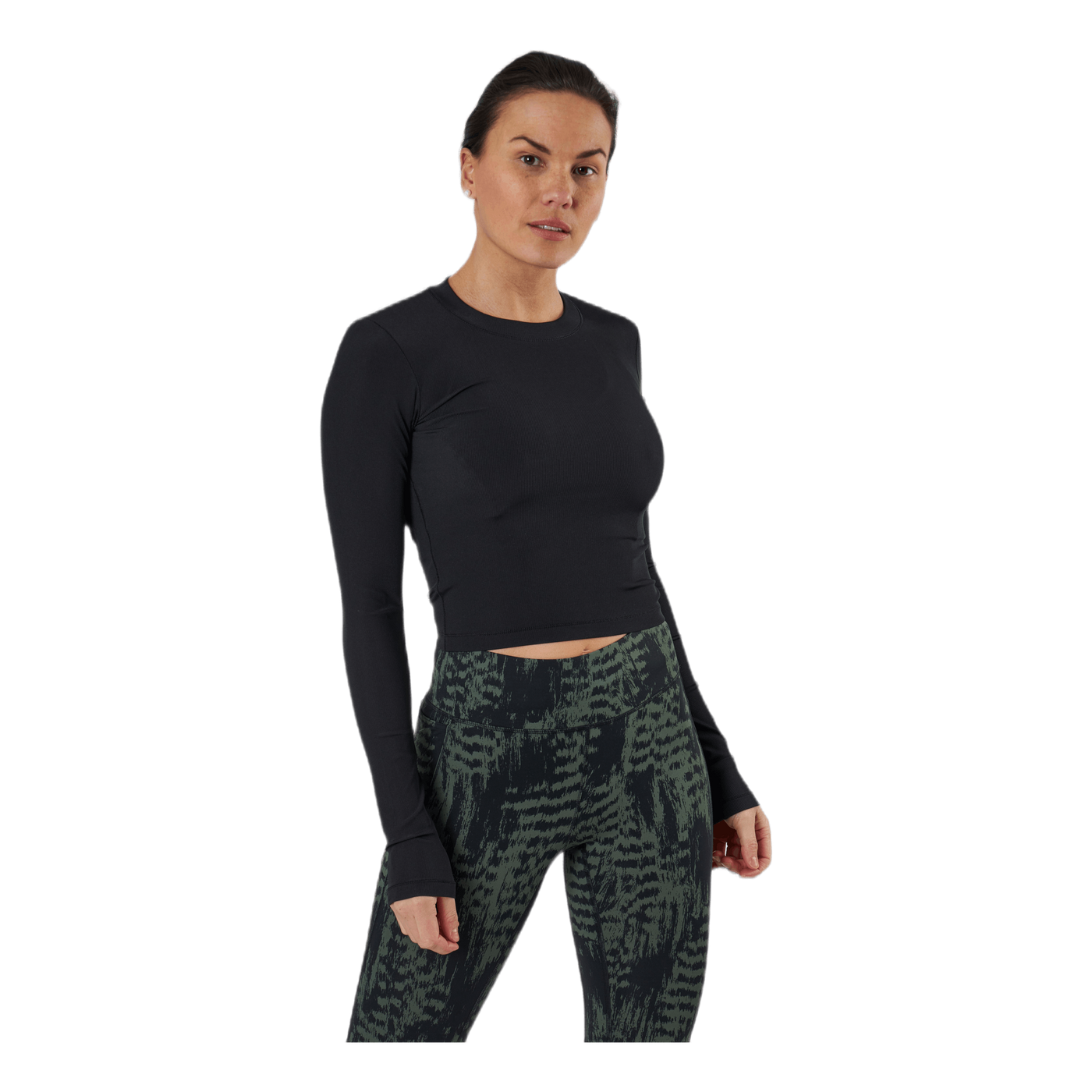Shiny Rib Long Sleeve Black