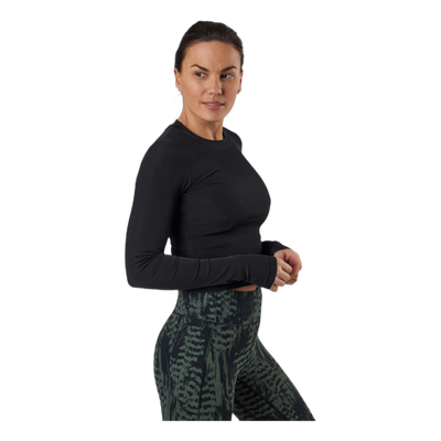 Shiny Rib Long Sleeve Black