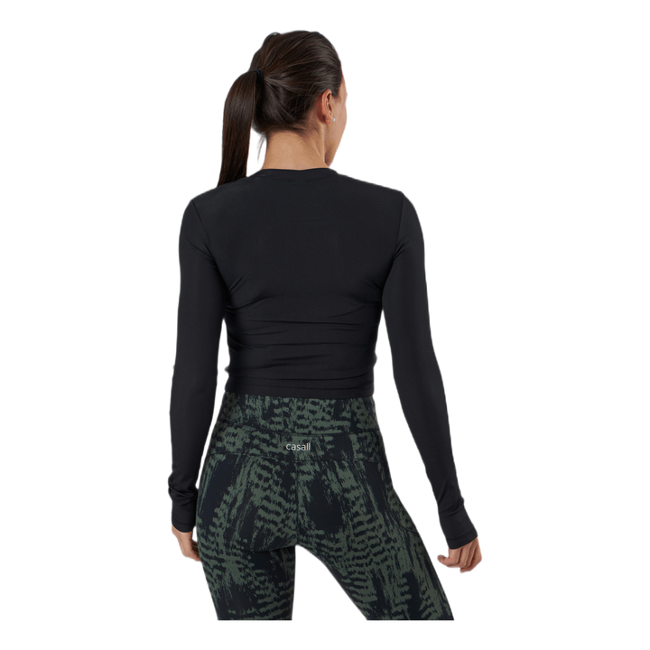Shiny Rib Long Sleeve Black
