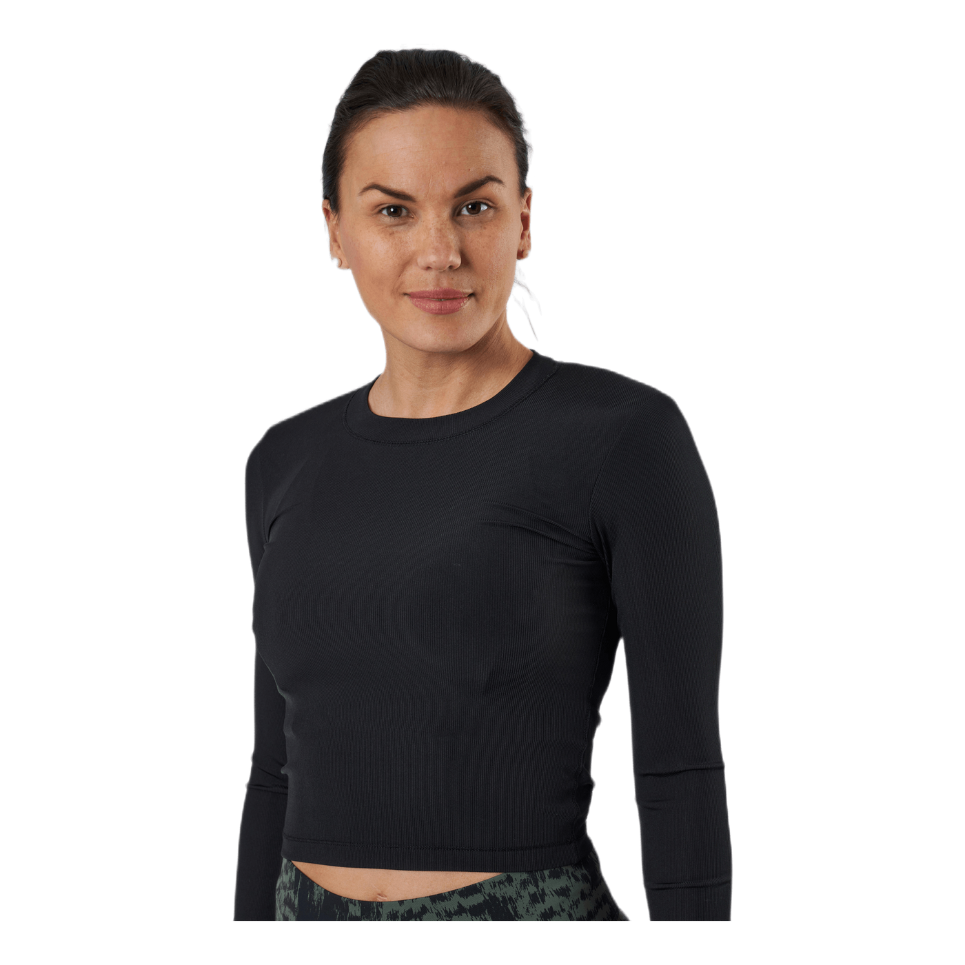 Shiny Rib Long Sleeve Black