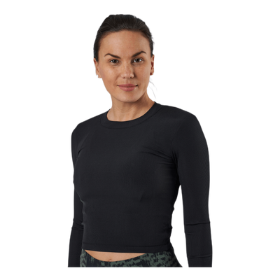 Shiny Rib Long Sleeve Black