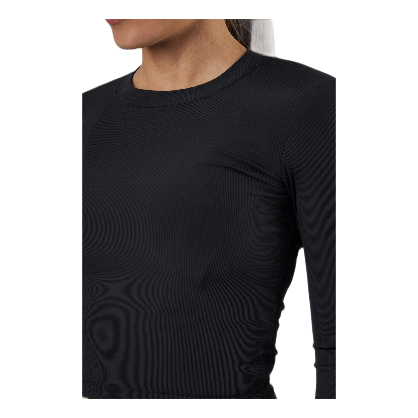 Shiny Rib Long Sleeve Black