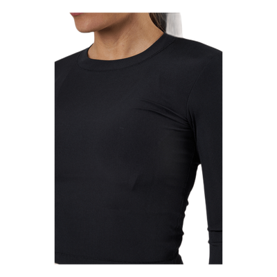 Shiny Rib Long Sleeve Black