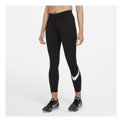Sportswear Essential Women's Mid-Rise Swoosh Leggings (Plus Size) BLACK/WHITE