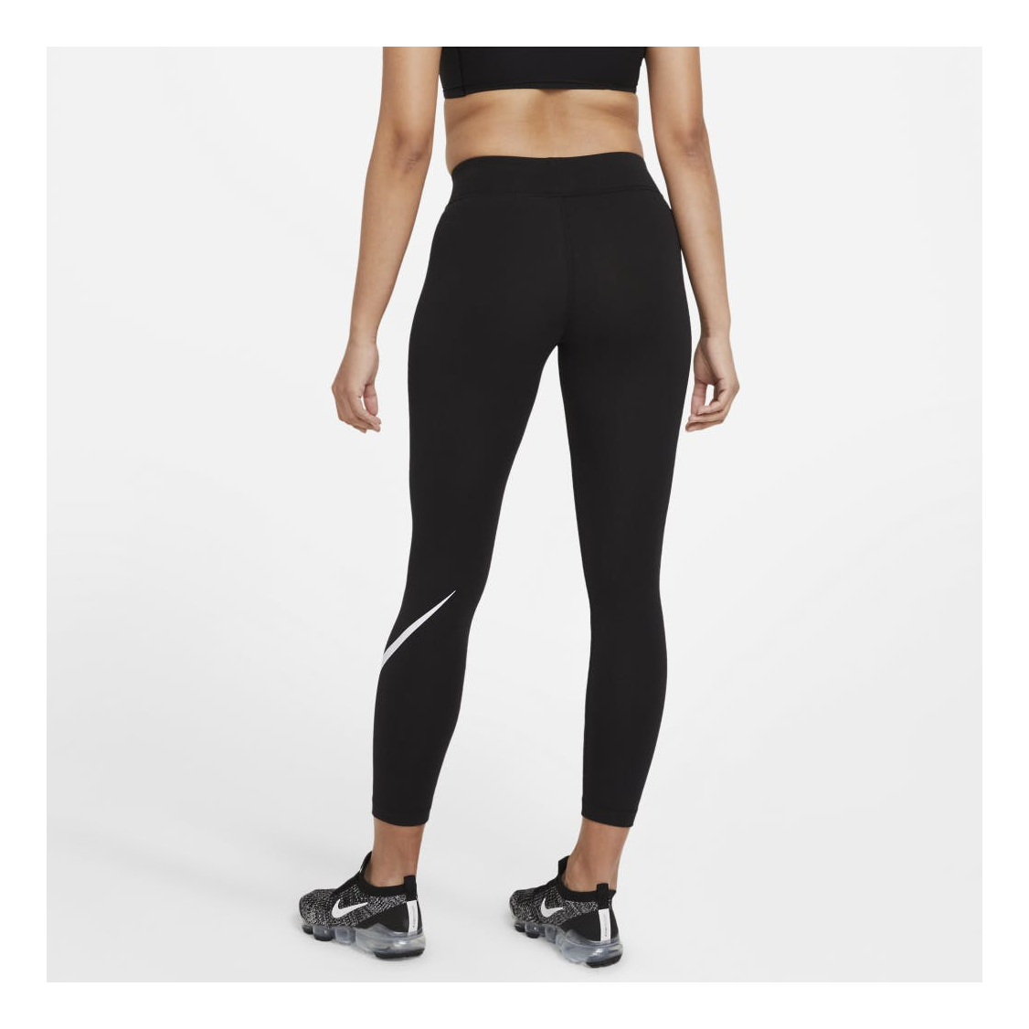 Sportswear Essential Women's Mid-Rise Swoosh Leggings (Plus Size) BLACK/WHITE