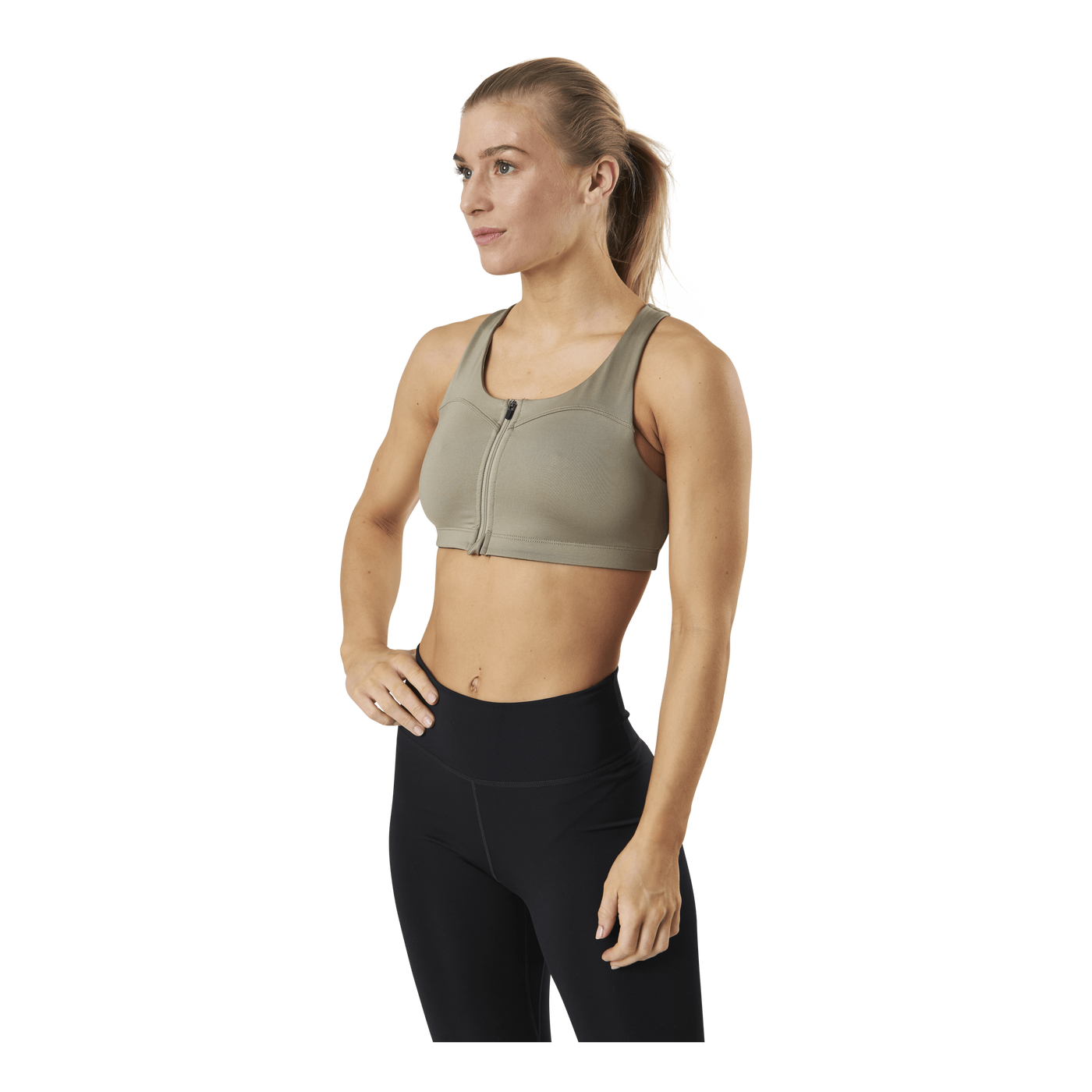 Front Zip Sports Bra Green