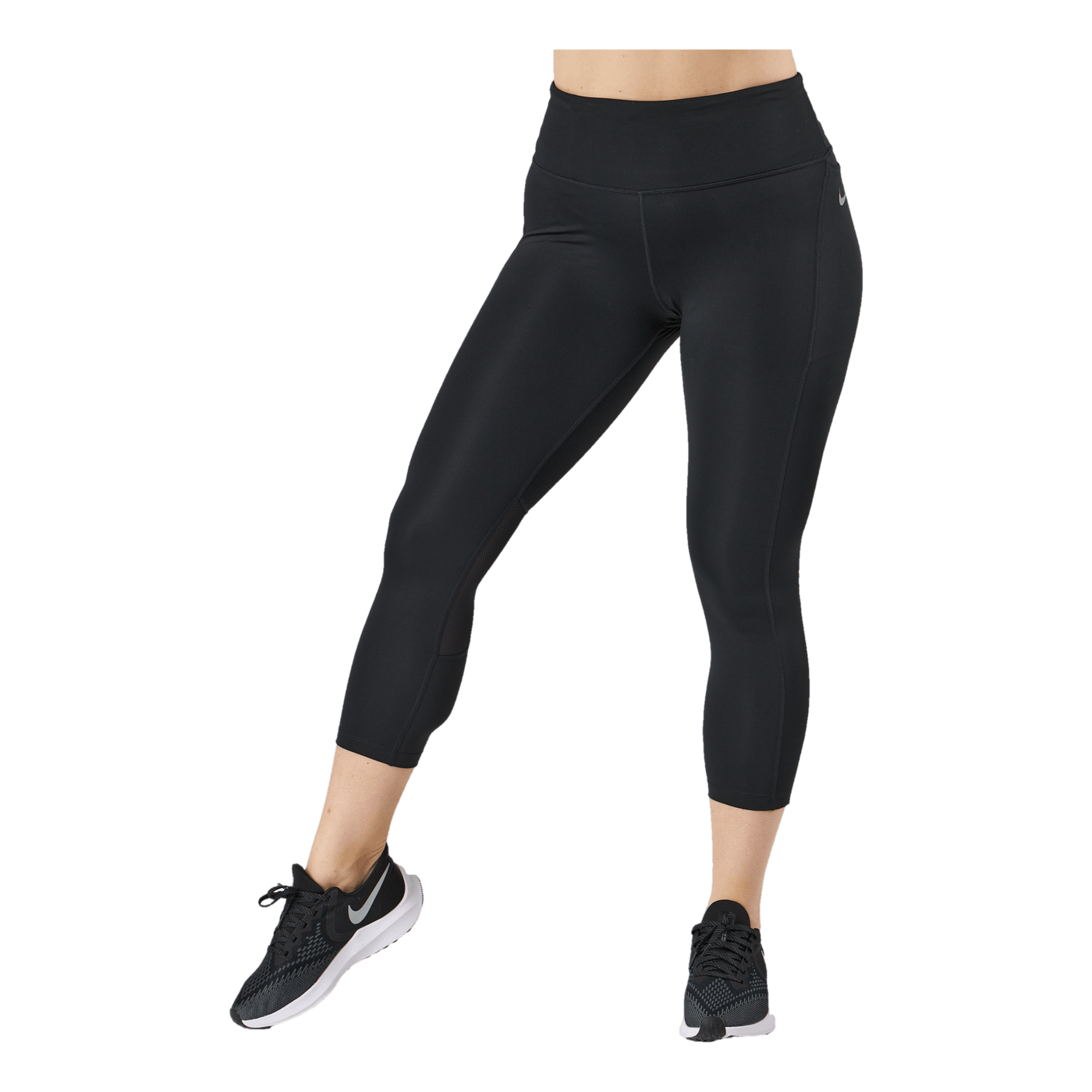 Fast Women's Mid-Rise Crop Running Leggings BLACK/REFLECTIVE SILV