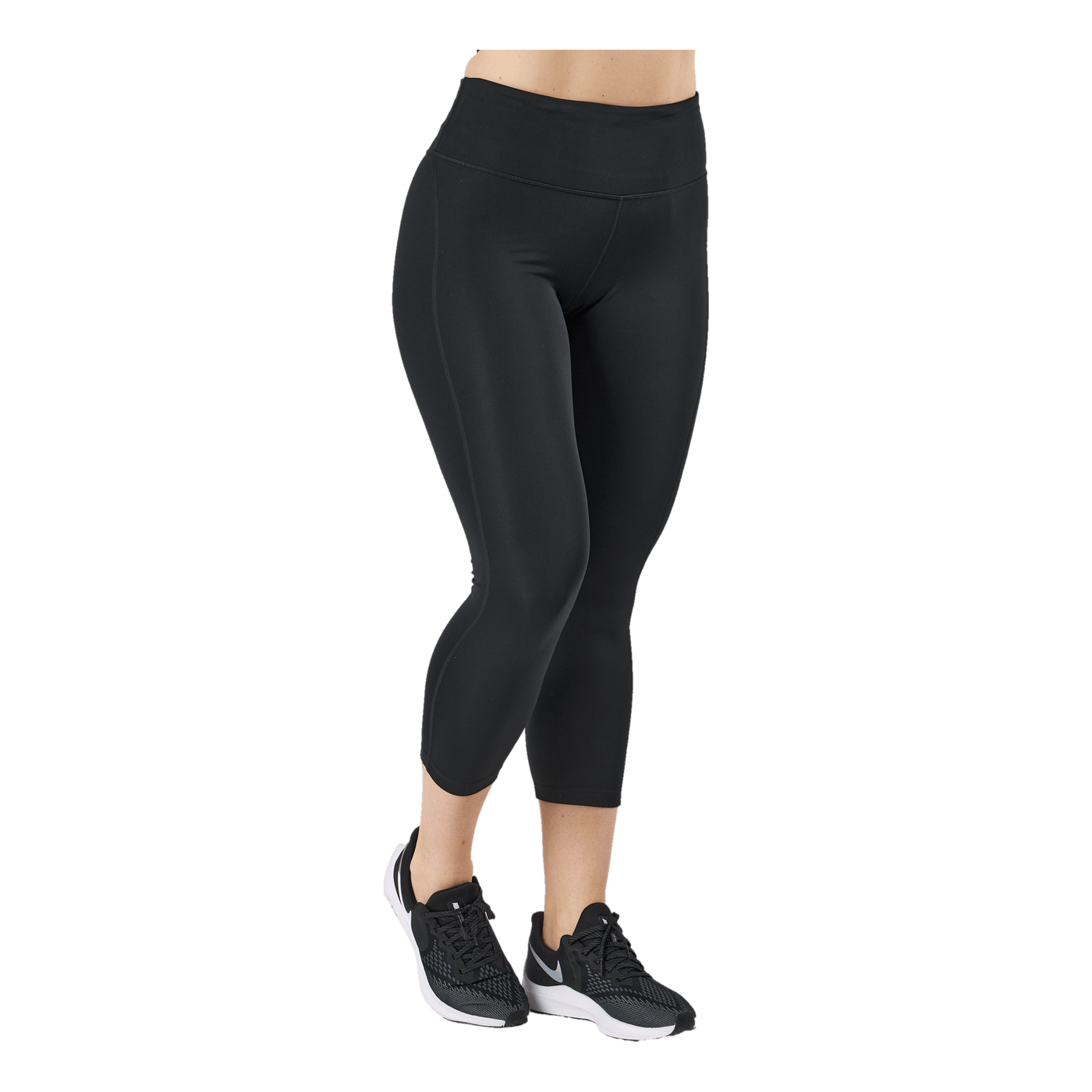 Fast Women's Mid-Rise Crop Running Leggings BLACK/REFLECTIVE SILV