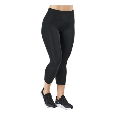 Fast Women's Mid-Rise Crop Running Leggings BLACK/REFLECTIVE SILV