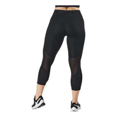 Fast Women's Mid-Rise Crop Running Leggings BLACK/REFLECTIVE SILV