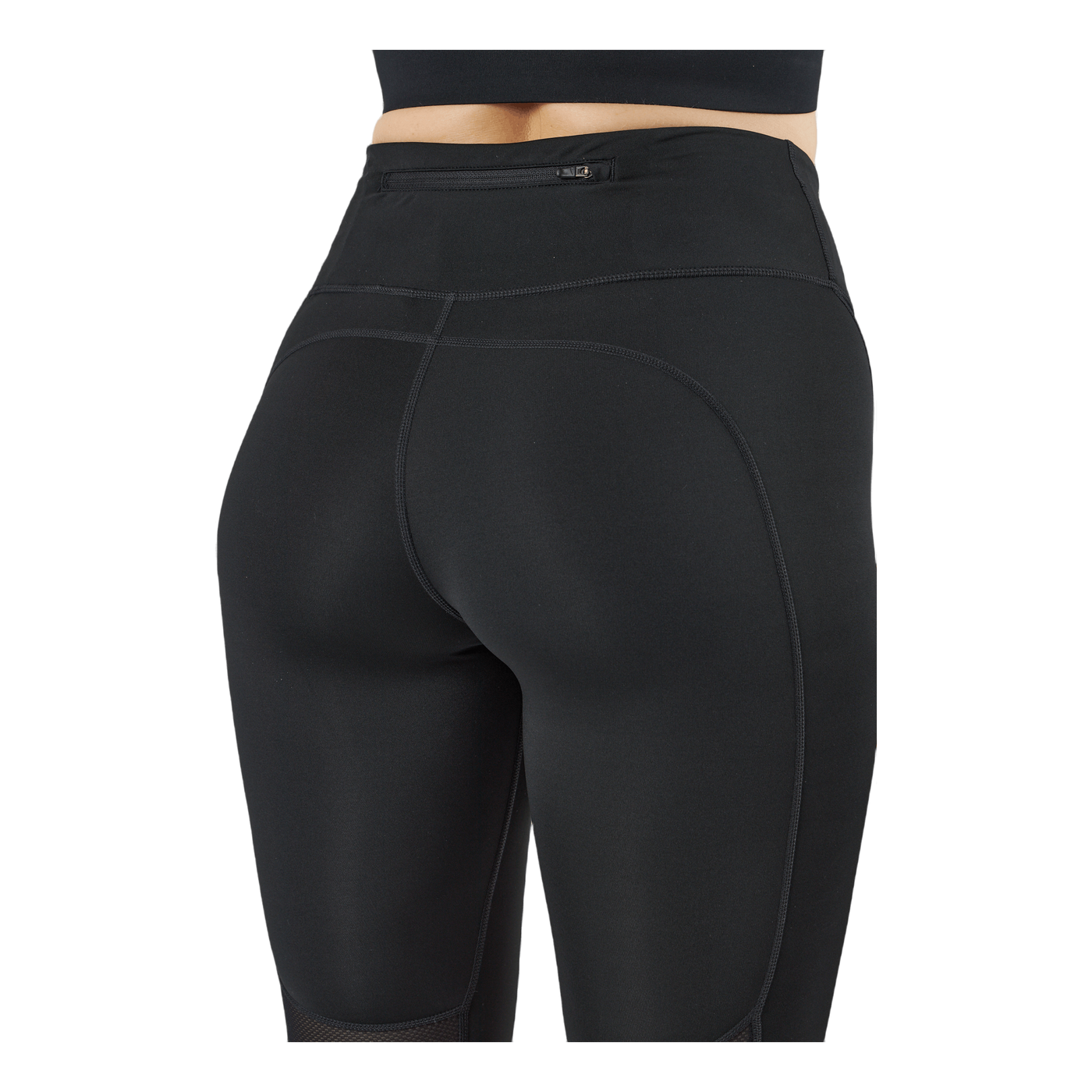 Fast Women's Mid-Rise Crop Running Leggings BLACK/REFLECTIVE SILV