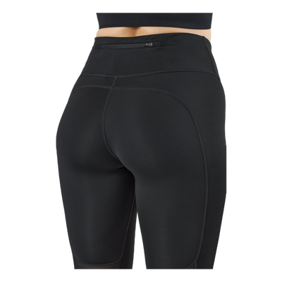 Fast Women's Mid-Rise Crop Running Leggings BLACK/REFLECTIVE SILV