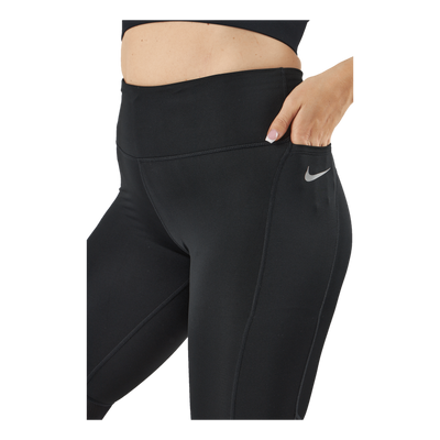 Fast Women's Mid-Rise Crop Running Leggings BLACK/REFLECTIVE SILV