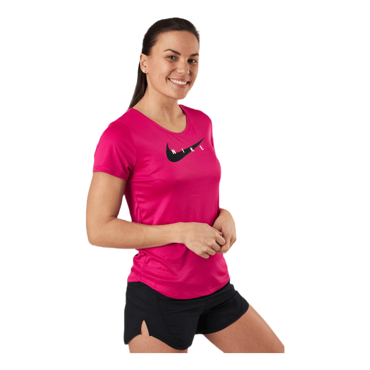 Swoosh Run Top SS Silver/Red