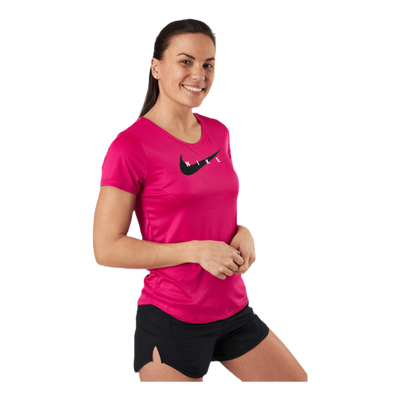 Swoosh Run Top SS Silver/Red