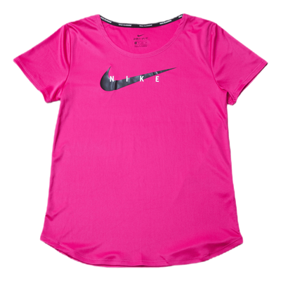 Swoosh Run Top SS Silver/Red