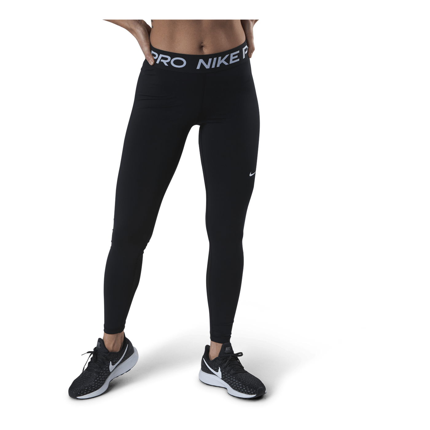 Nike Pro Women's Mid-Rise Mesh-Paneled Leggings BLACK/WHITE - Nike –