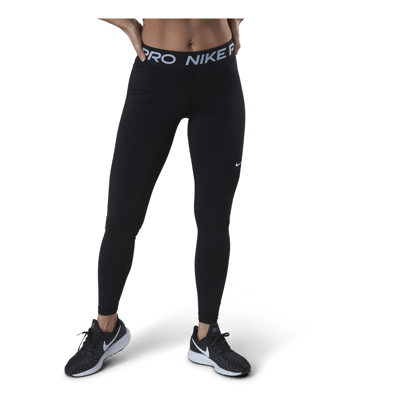 Nike Pro Women's Mid-Rise Mesh-Paneled Leggings BLACK/WHITE