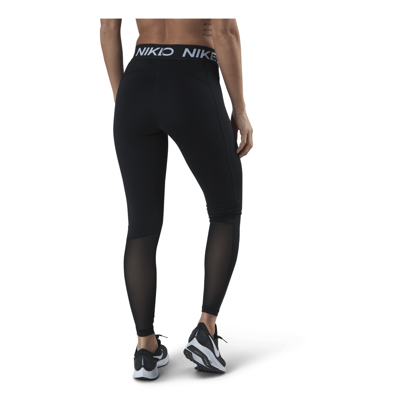 Nike Pro Women's Mid-Rise Mesh-Paneled Leggings BLACK/WHITE
