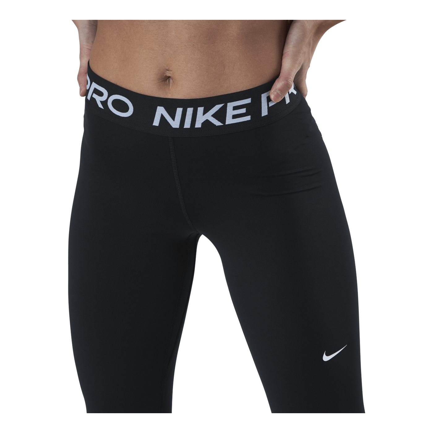 Nike Pro Women's Mid-Rise Mesh-Paneled Leggings BLACK/WHITE