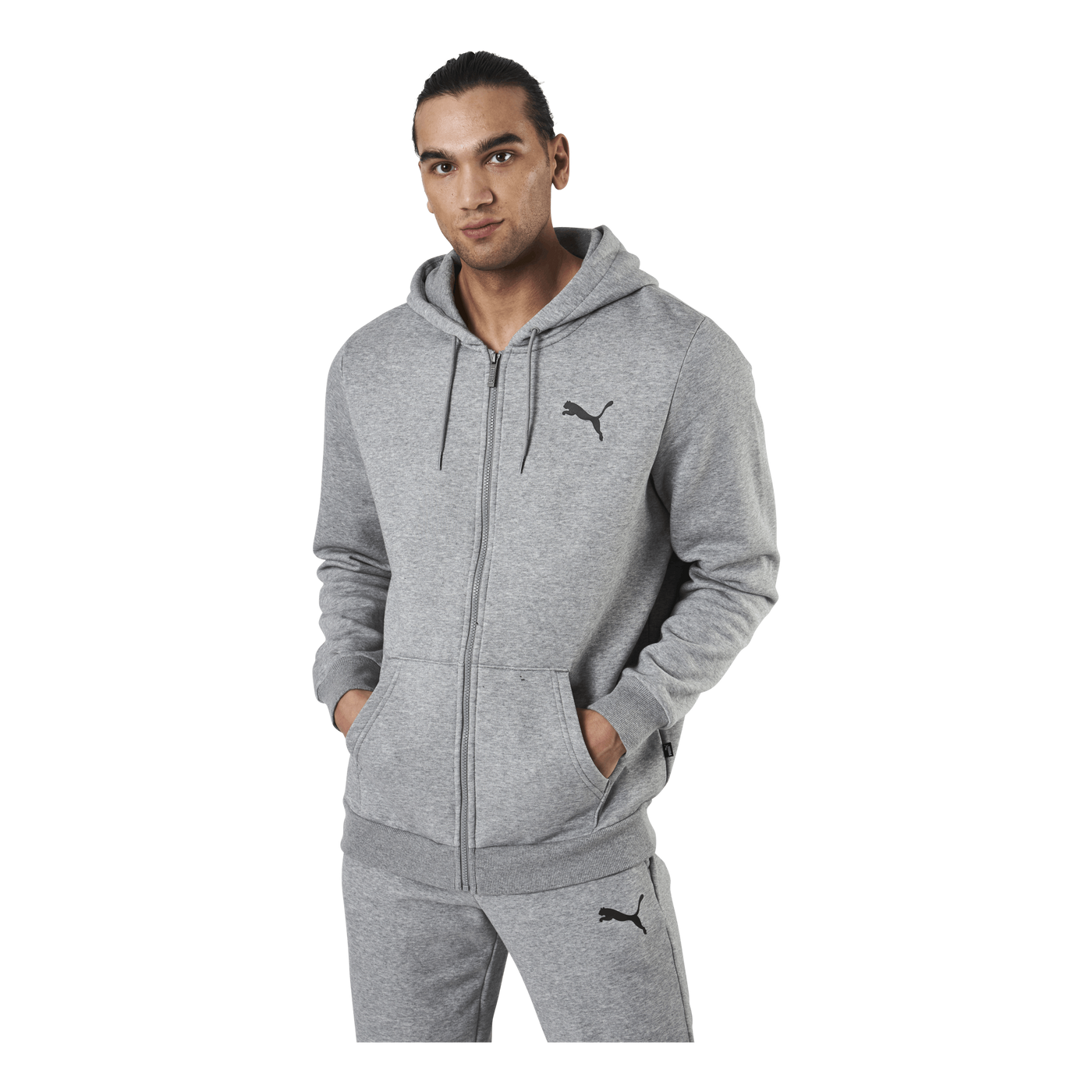 Essential Small Logo Fz Hoodie Fl Grey