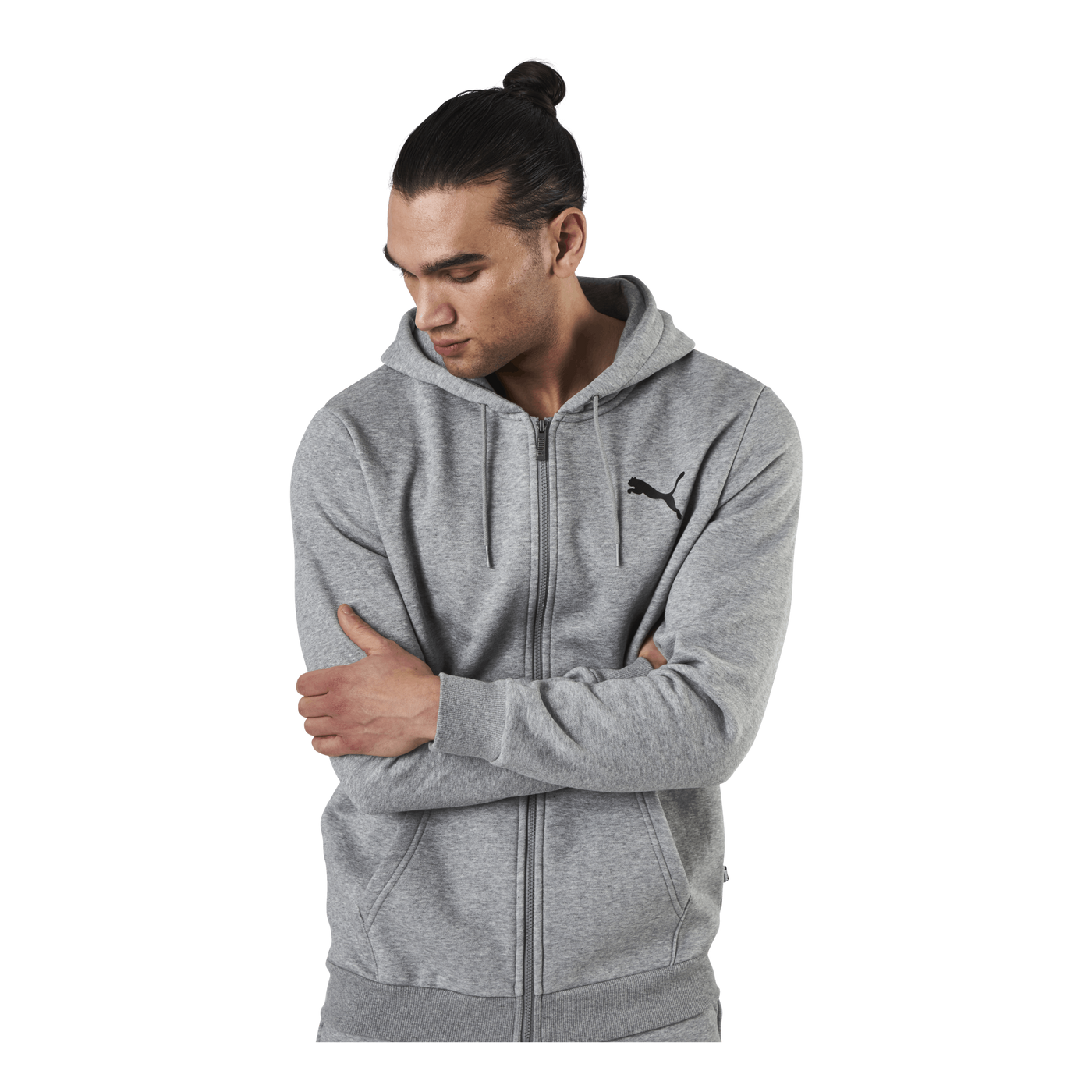 Essential Small Logo Fz Hoodie Fl Grey