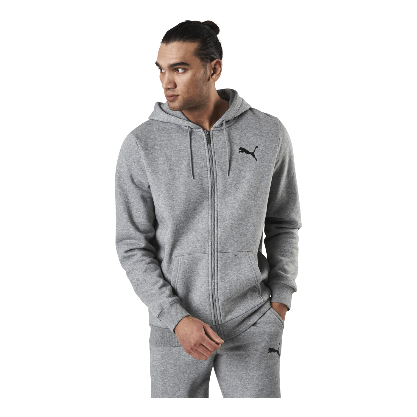 Essential Small Logo Fz Hoodie Fl Grey
