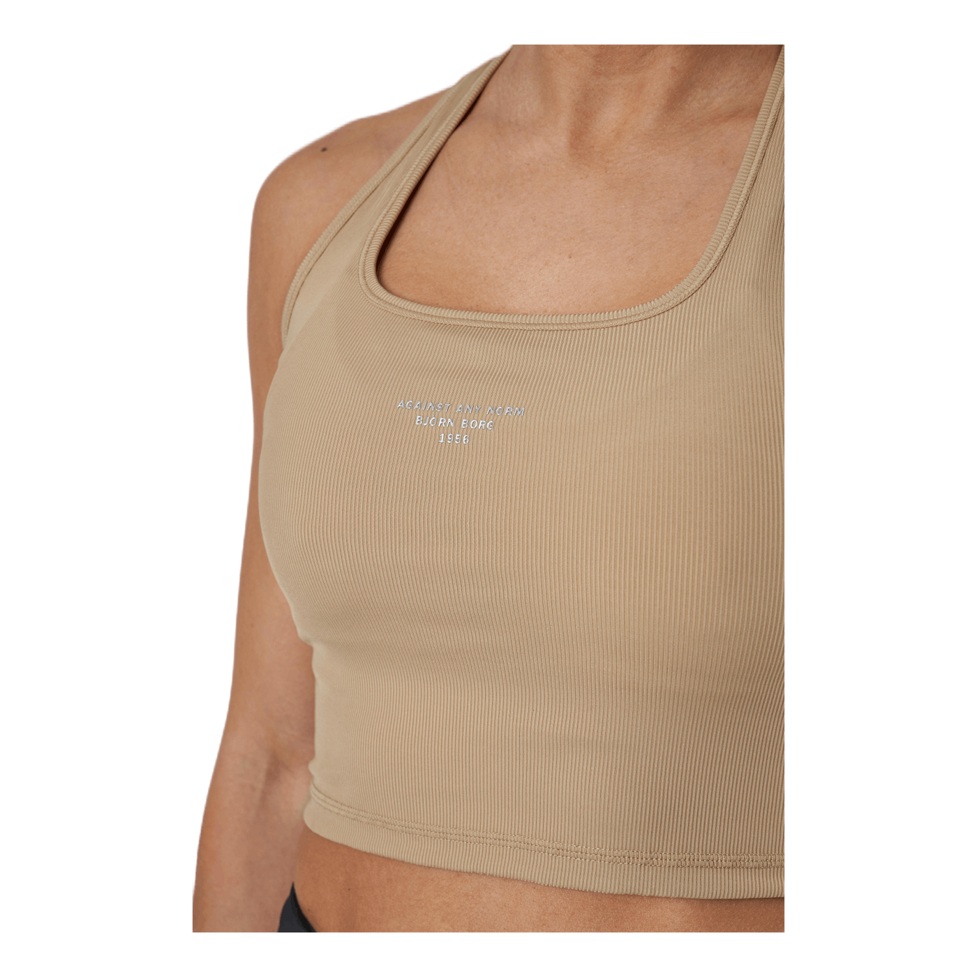 Night Rib Crop Tank Beige